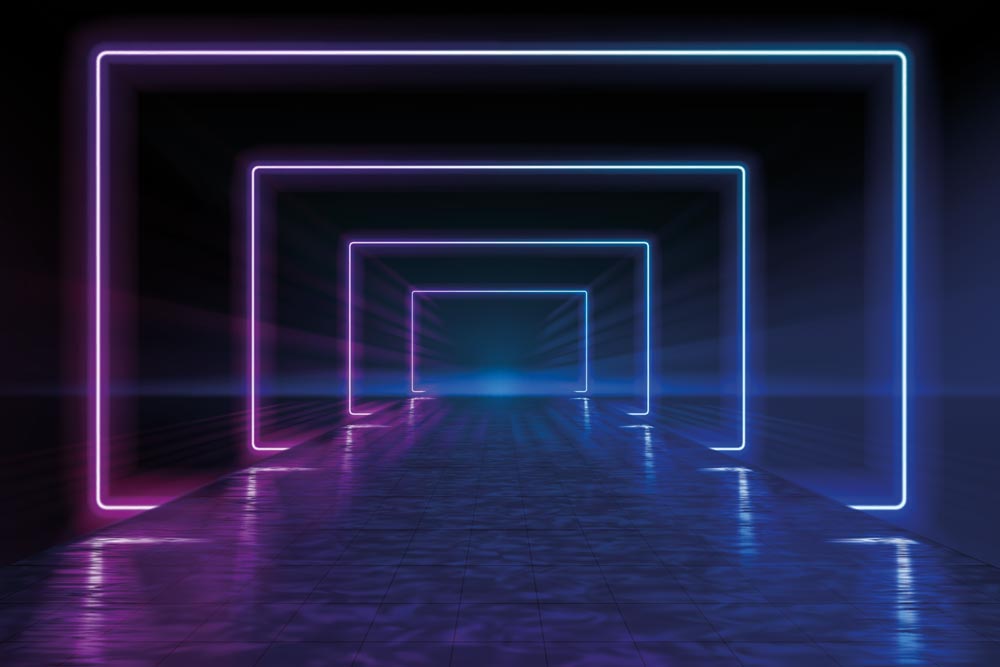 Neon lampor i fyrkanter