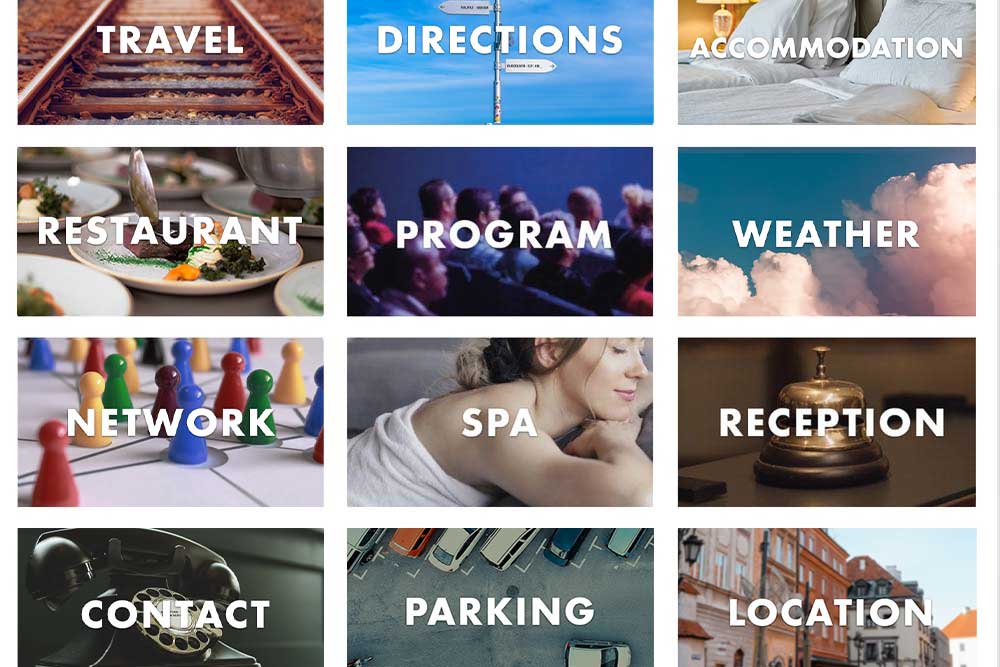 Grid showing different services